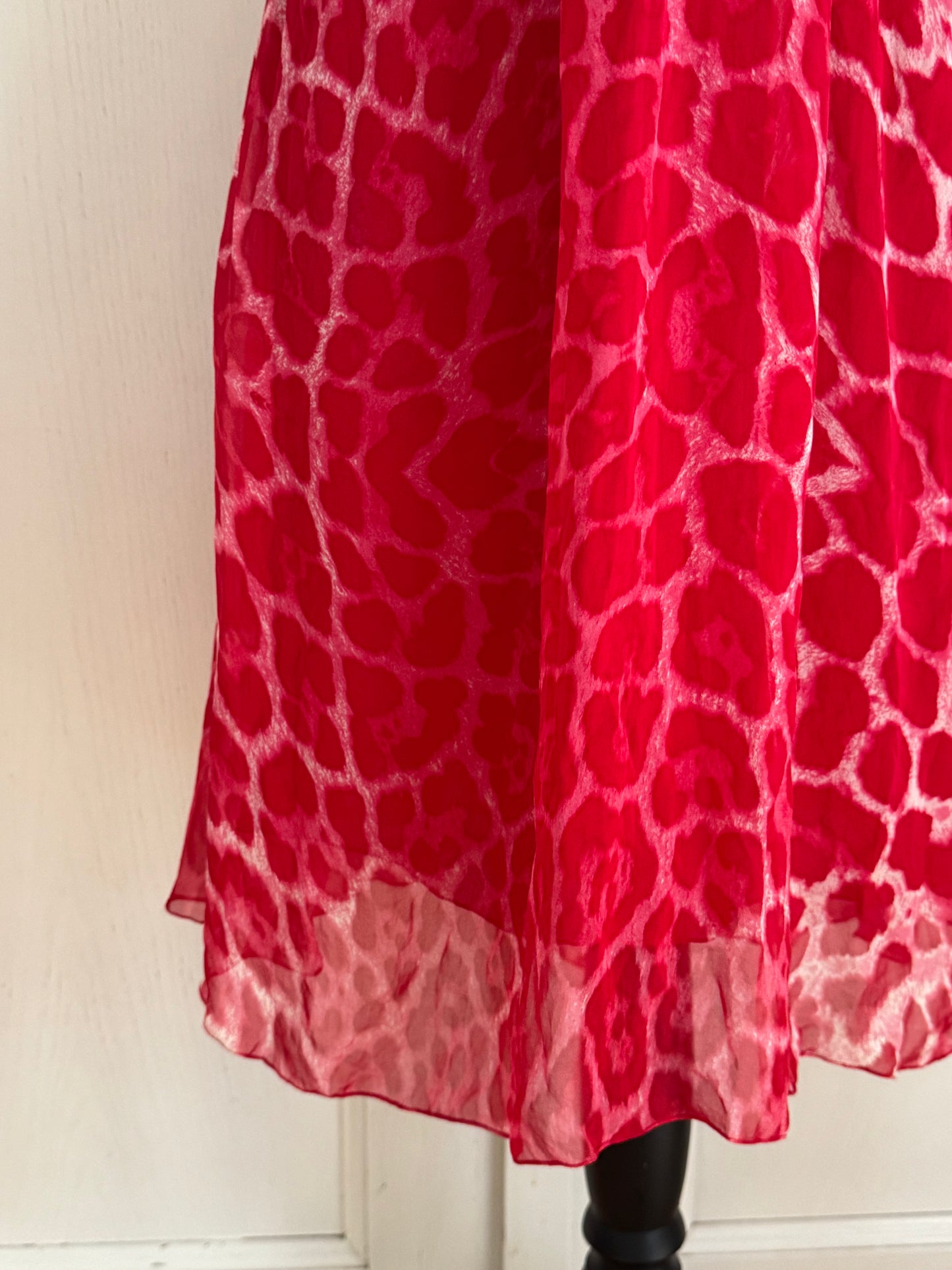 Blumarine Pink Cheetah Print Bejeweled Dress (M)