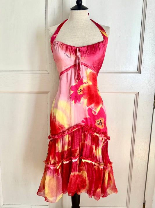 Roberto Cavalli S/S 2002 Floral Silk Dress (S and XS)