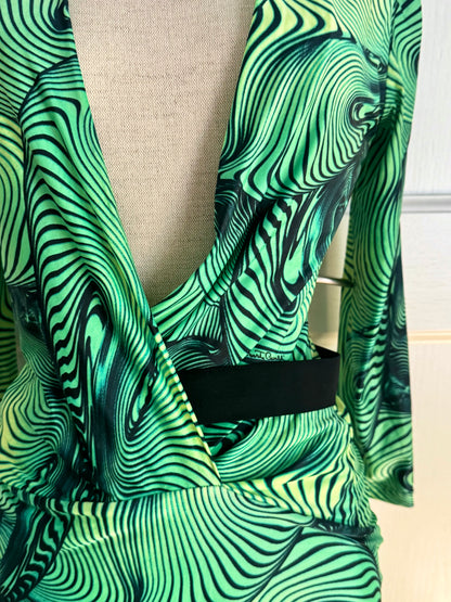 Roberto Cavalli S/S 2001 Green Illusion Print Dress (XS)