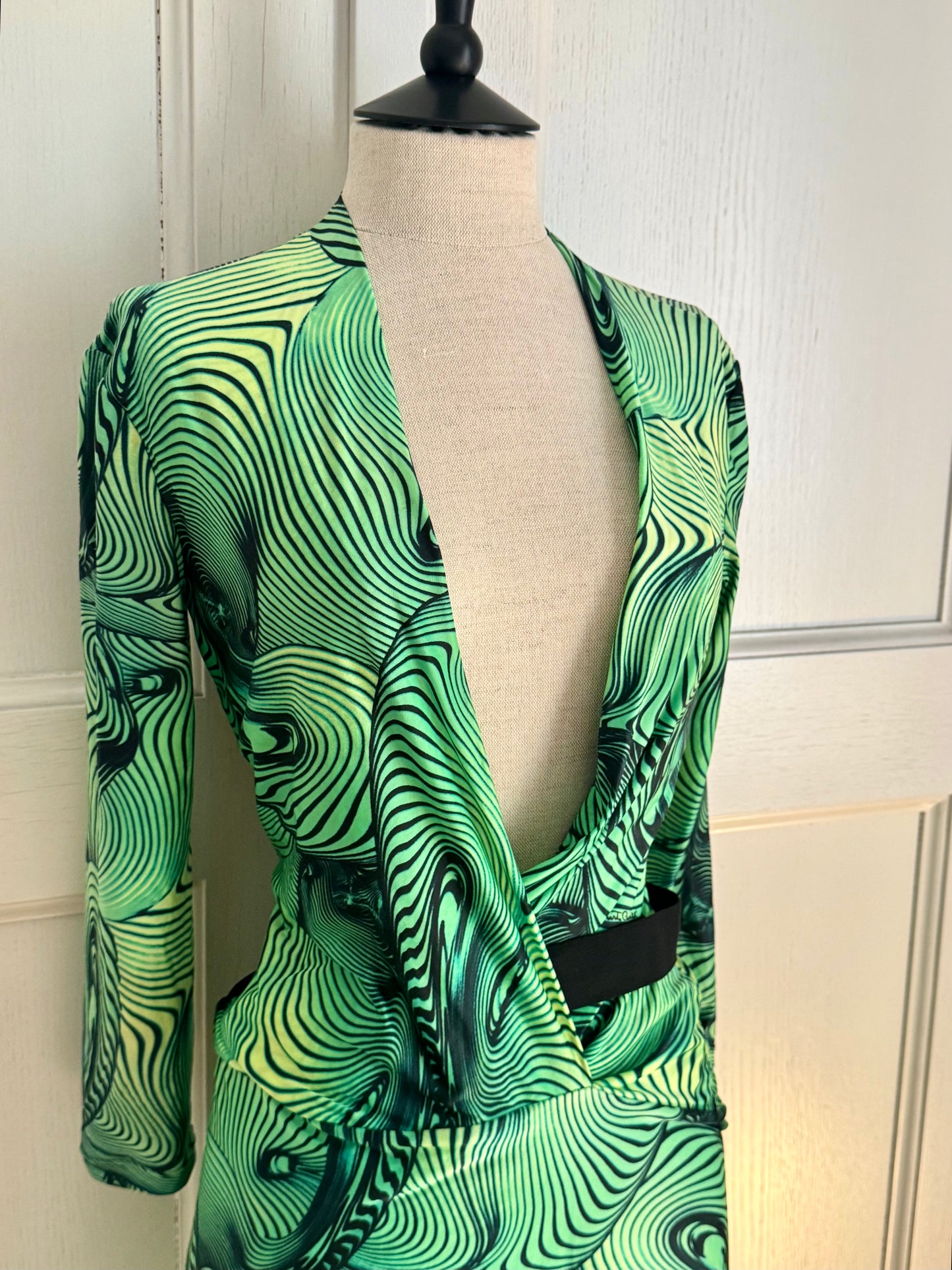 Roberto Cavalli S/S 2001 Green Illusion Print Dress (XS)