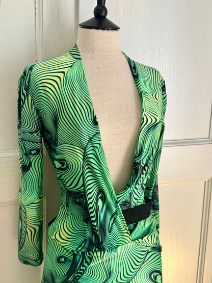 Roberto Cavalli S/S 2001 Green Illusion Print Dress (XS)