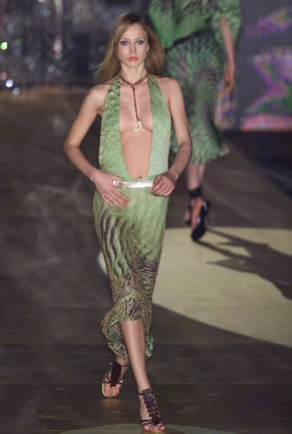 Roberto Cavalli S/S 2001 Green Illusion Print Dress (XS)