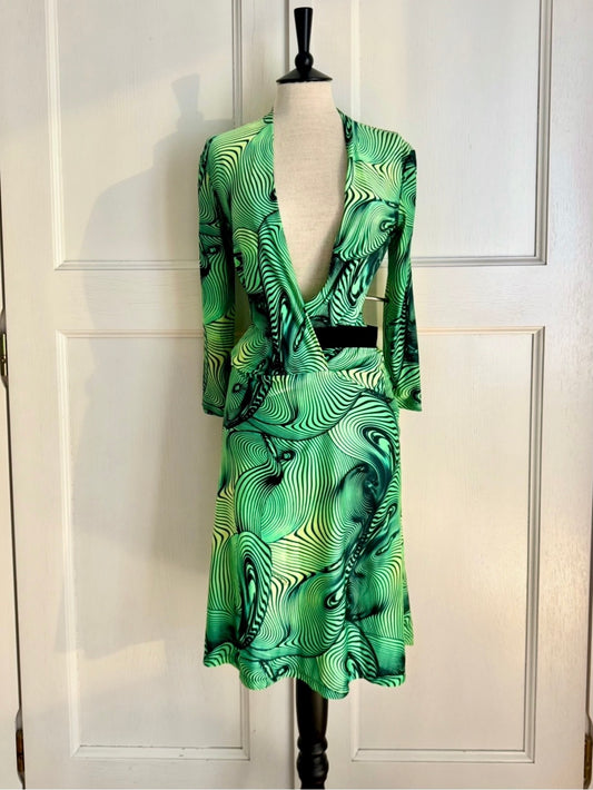 Roberto Cavalli S/S 2001 Green Illusion Print Dress (XS)