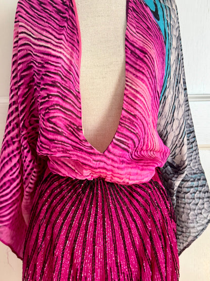 RUNWAY Roberto Cavalli S/S 2001 Multicolor Beaded Silk Dress (XS-S-M)
