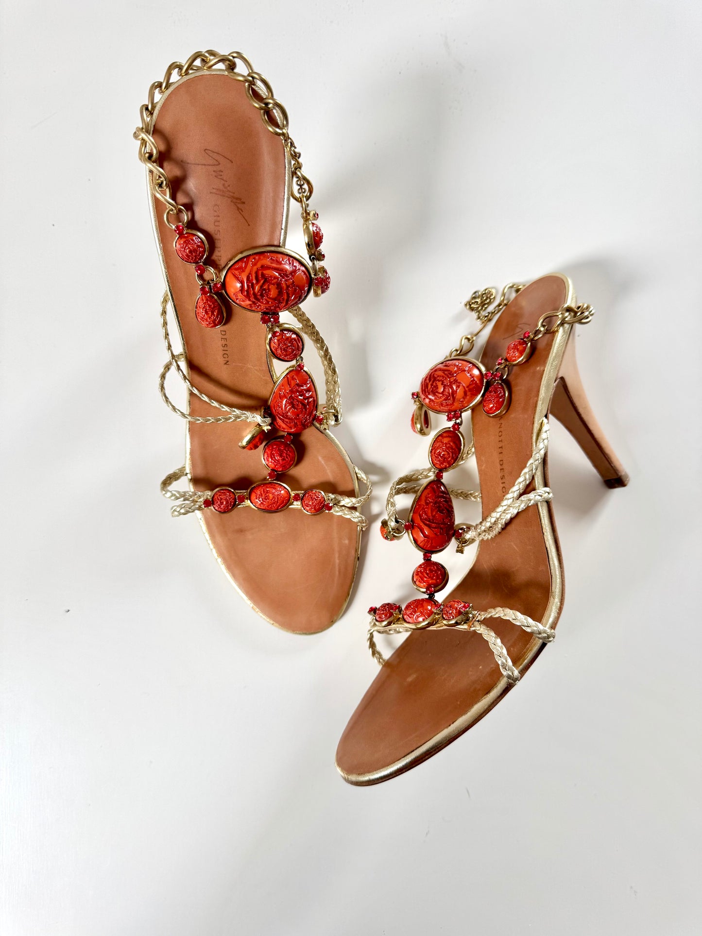 Giuseppe Zanotti Vintage Orange Stones Heels (EU 39)