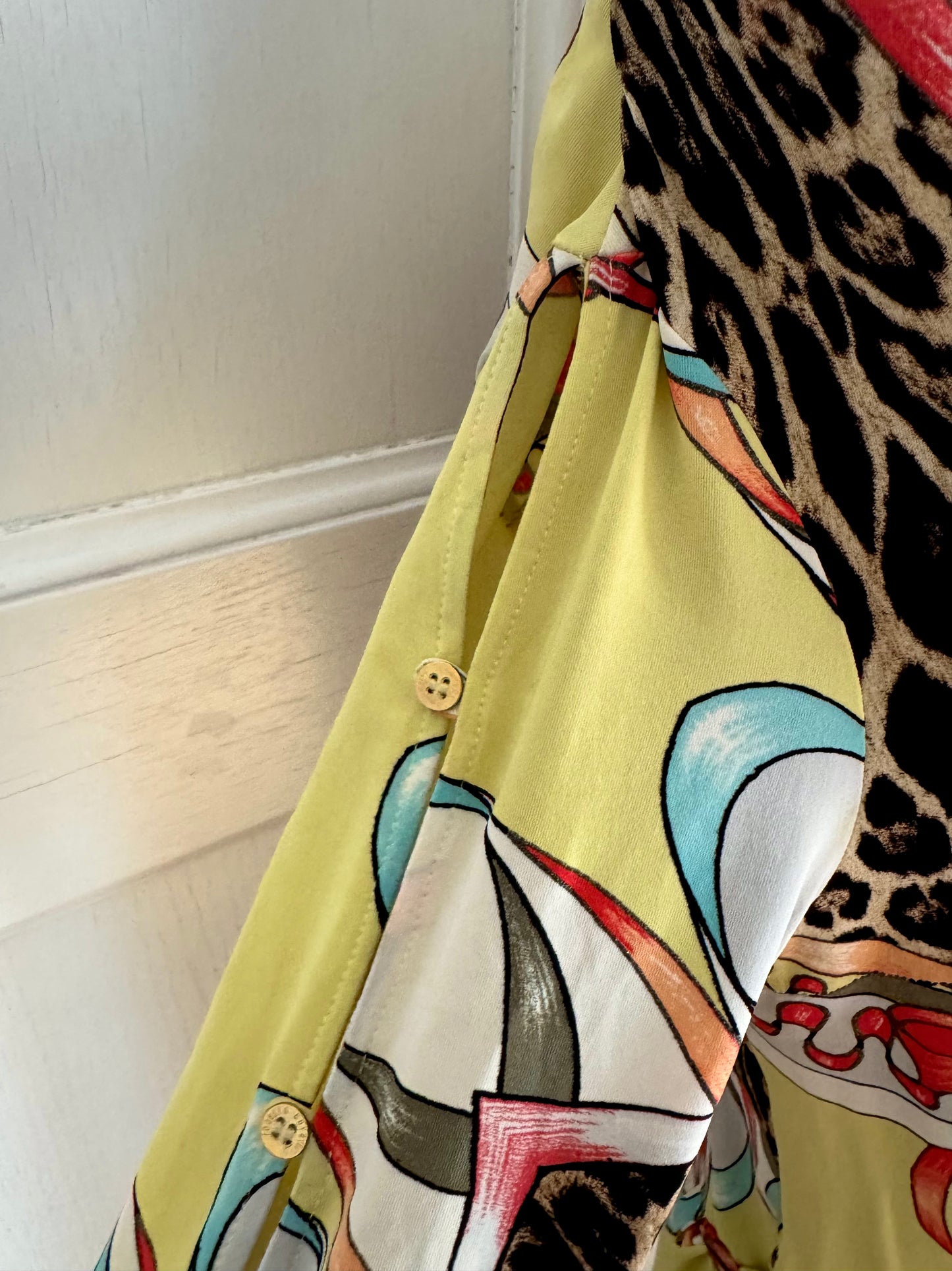 Roberto Cavalli S/S 2004 Off-Shoulder Yellow Dress (S)
