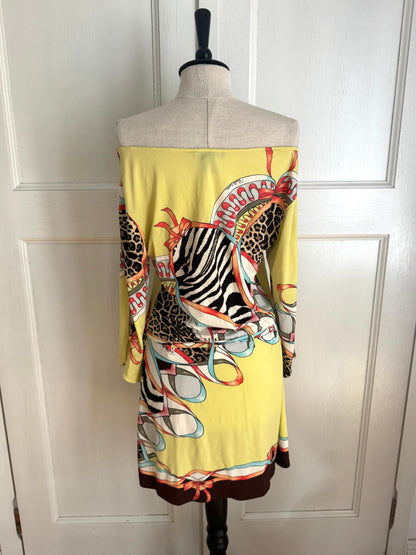 Roberto Cavalli S/S 2004 Off-Shoulder Yellow Dress (S)