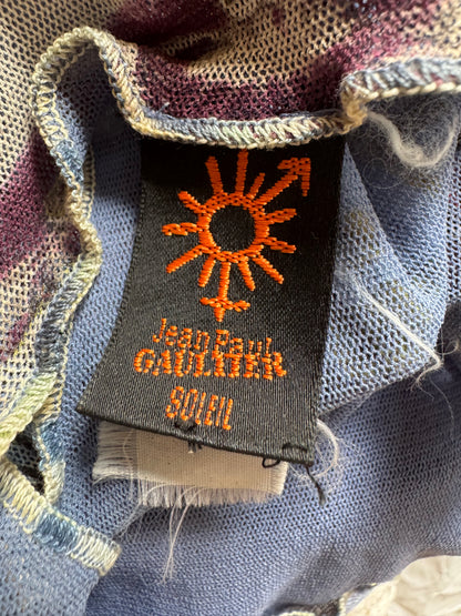 ICONIC Jean Paul Gaultier JPG Soleil S/S 1999 Flamingo Tropical Mesh Maxi Dress (S)