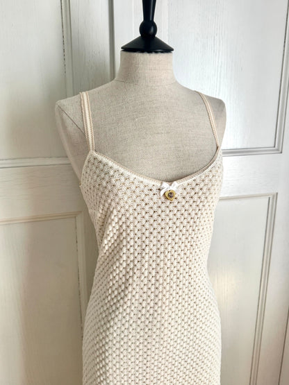 ICONIC Dolce Gabbana D&G S/S 1997 Fishnet Dress In White Virgin Mary Charm (M)