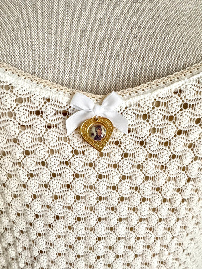 ICONIC Dolce Gabbana D&G S/S 1997 Fishnet Dress In White Virgin Mary Charm (M)