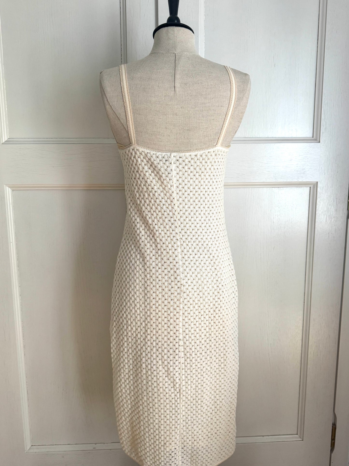 ICONIC Dolce Gabbana D&G S/S 1997 Fishnet Dress In White Virgin Mary Charm (M)