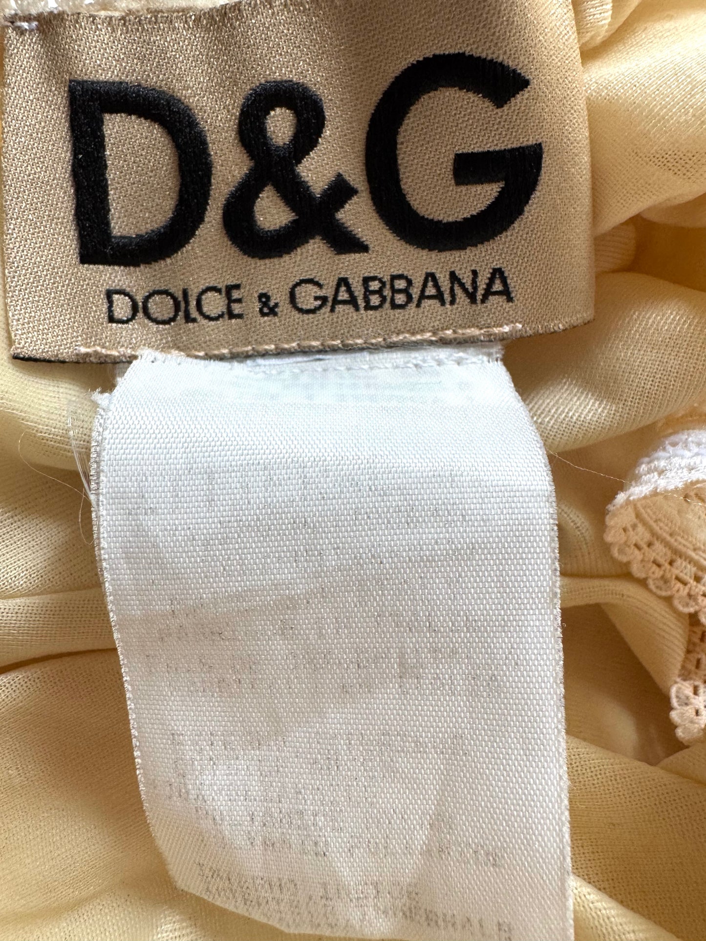 ICONIC Dolce Gabbana D&G S/S 1997 Fishnet Dress In White Virgin Mary Charm (M)