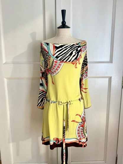 Roberto Cavalli S/S 2004 Off-Shoulder Yellow Dress (S)