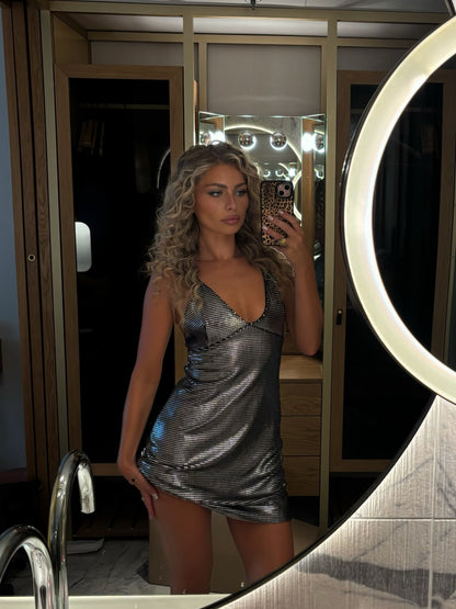 ICONIC Paco Rabanne 90s Mini Metallic Silver Dress (S)