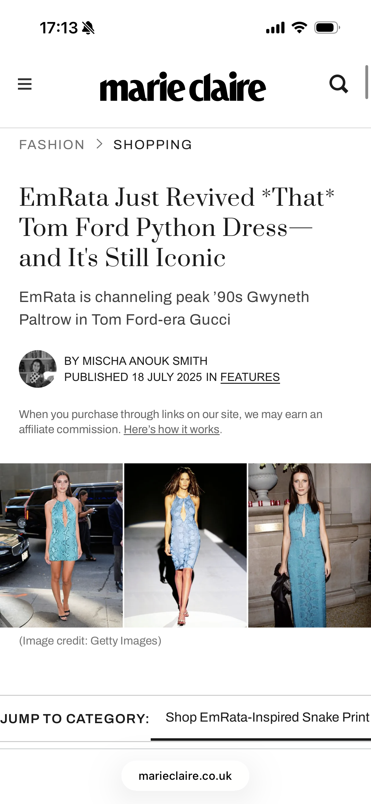 ☆ Gucci By Tom Ford S/S 2000 Turquoise Python Keyhole Midi Dress (M)