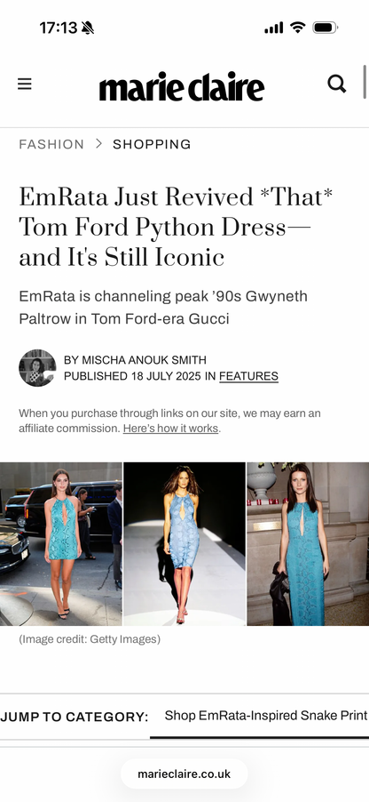 ☆ Gucci By Tom Ford S/S 2000 Turquoise Python Keyhole Midi Dress (M)