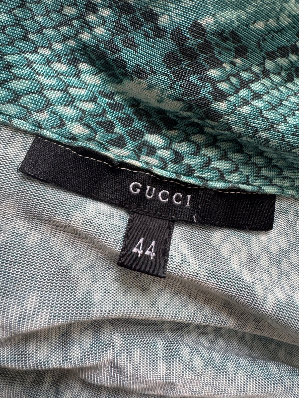 RUNWAY Gucci By Tom Ford S/S 2000 Python Turquoise Viscose Shirt (M)