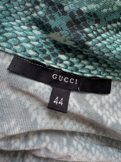 RUNWAY Gucci By Tom Ford S/S 2000 Python Turquoise Viscose Shirt (M)