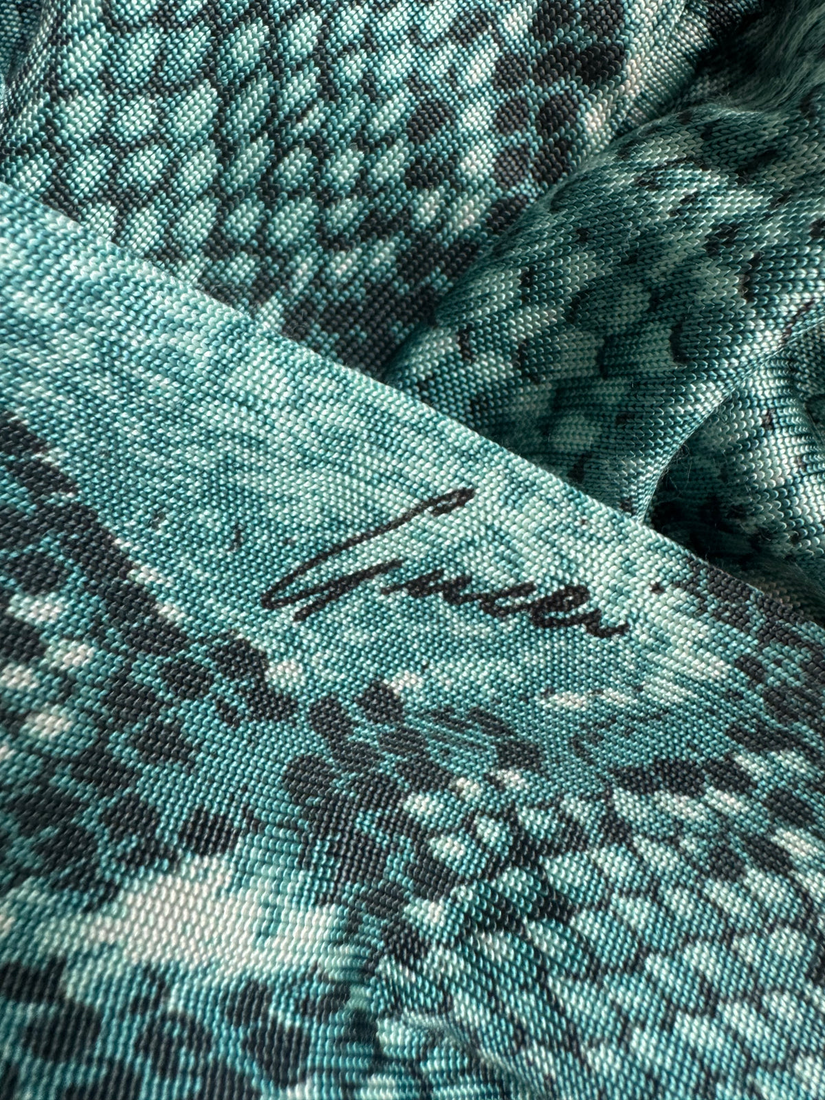 RUNWAY Gucci By Tom Ford S/S 2000 Python Turquoise Viscose Shirt (M)