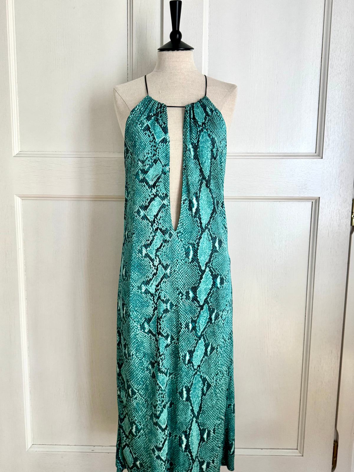 ☆ Gucci By Tom Ford S/S 2000 Turquoise Python Keyhole Midi Dress (M)