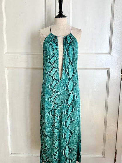 ☆ Gucci By Tom Ford S/S 2000 Turquoise Python Keyhole Midi Dress (M)