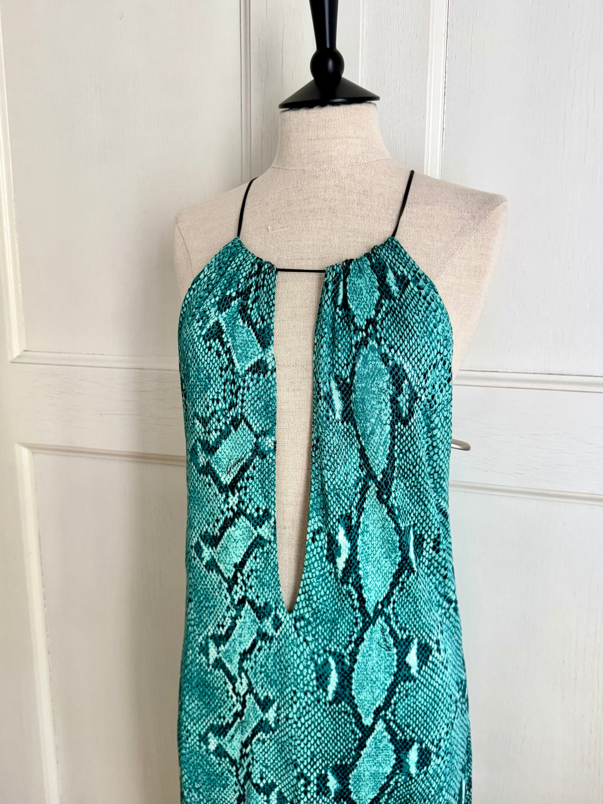 ☆ Gucci By Tom Ford S/S 2000 Turquoise Python Keyhole Midi Dress (M)