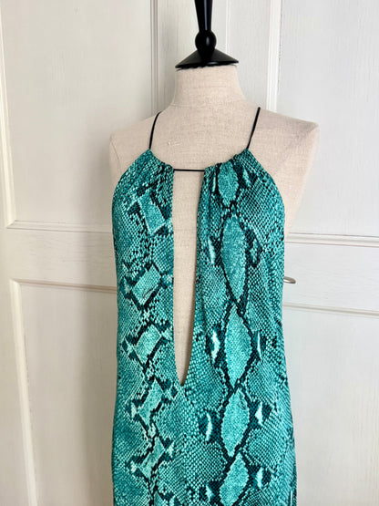 ☆ Gucci By Tom Ford S/S 2000 Turquoise Python Keyhole Midi Dress (M)