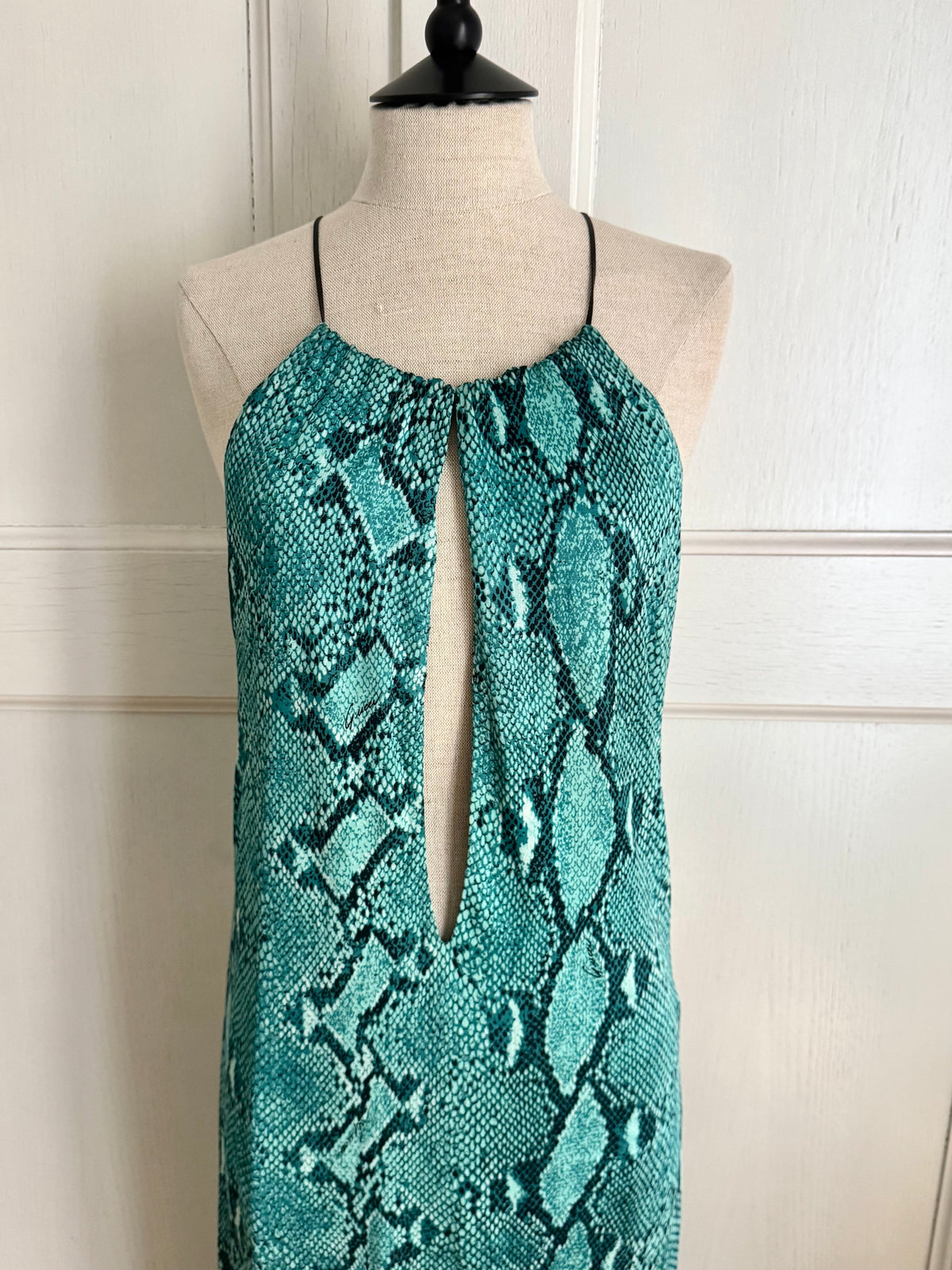 ☆ Gucci By Tom Ford S/S 2000 Turquoise Python Keyhole Midi Dress (M)