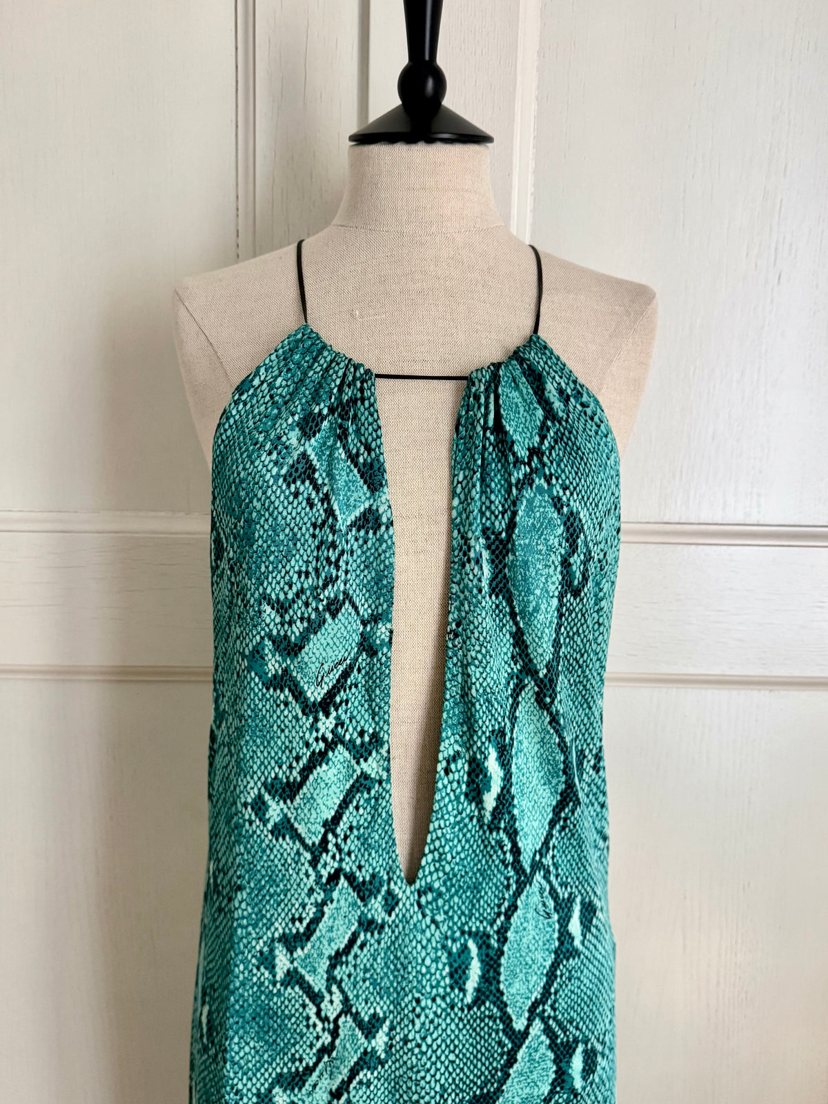 ☆ Gucci By Tom Ford S/S 2000 Turquoise Python Keyhole Midi Dress (M)