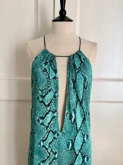 ☆ Gucci By Tom Ford S/S 2000 Turquoise Python Keyhole Midi Dress (M)