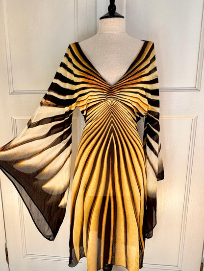 ☆ Runway Roberto Cavalli S/S 2007 Ray Of Sun Mini Butterfly Dress (S / IT 40)