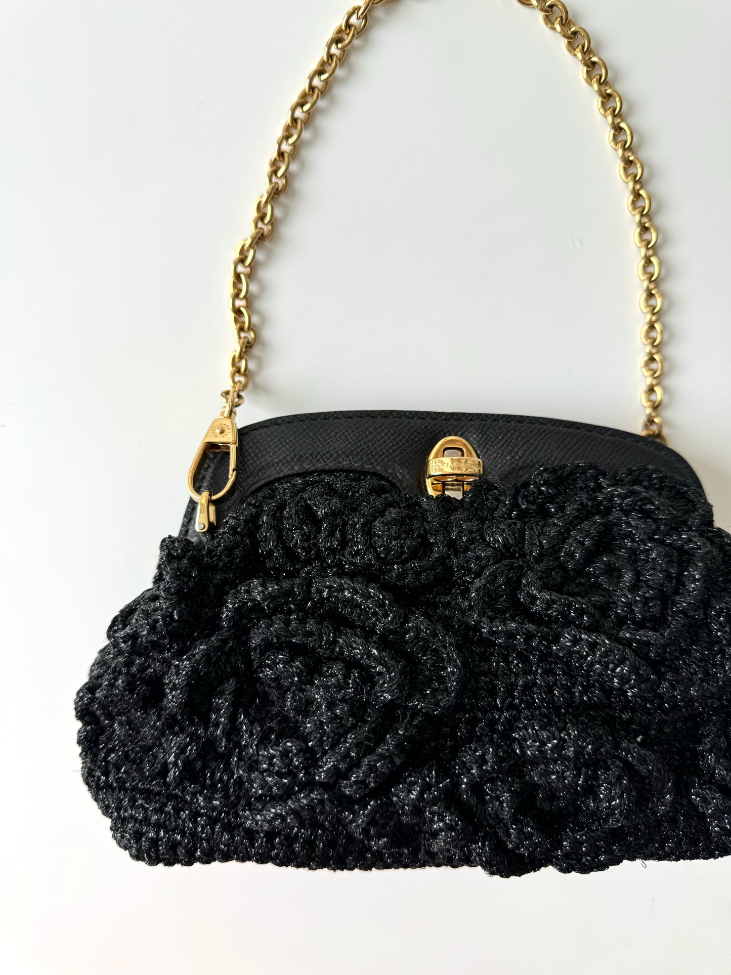 Dolce and Gabbana Black & Gold Rose Bag