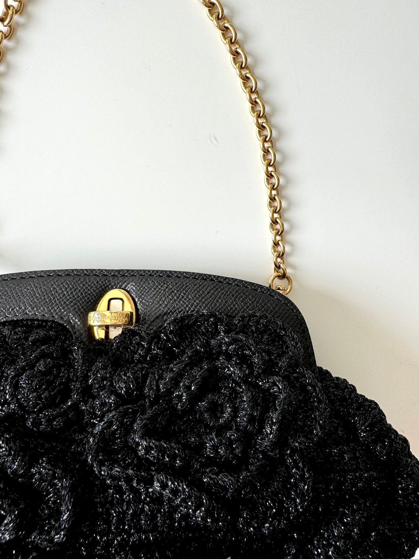 Dolce and Gabbana Black & Gold Rose Bag