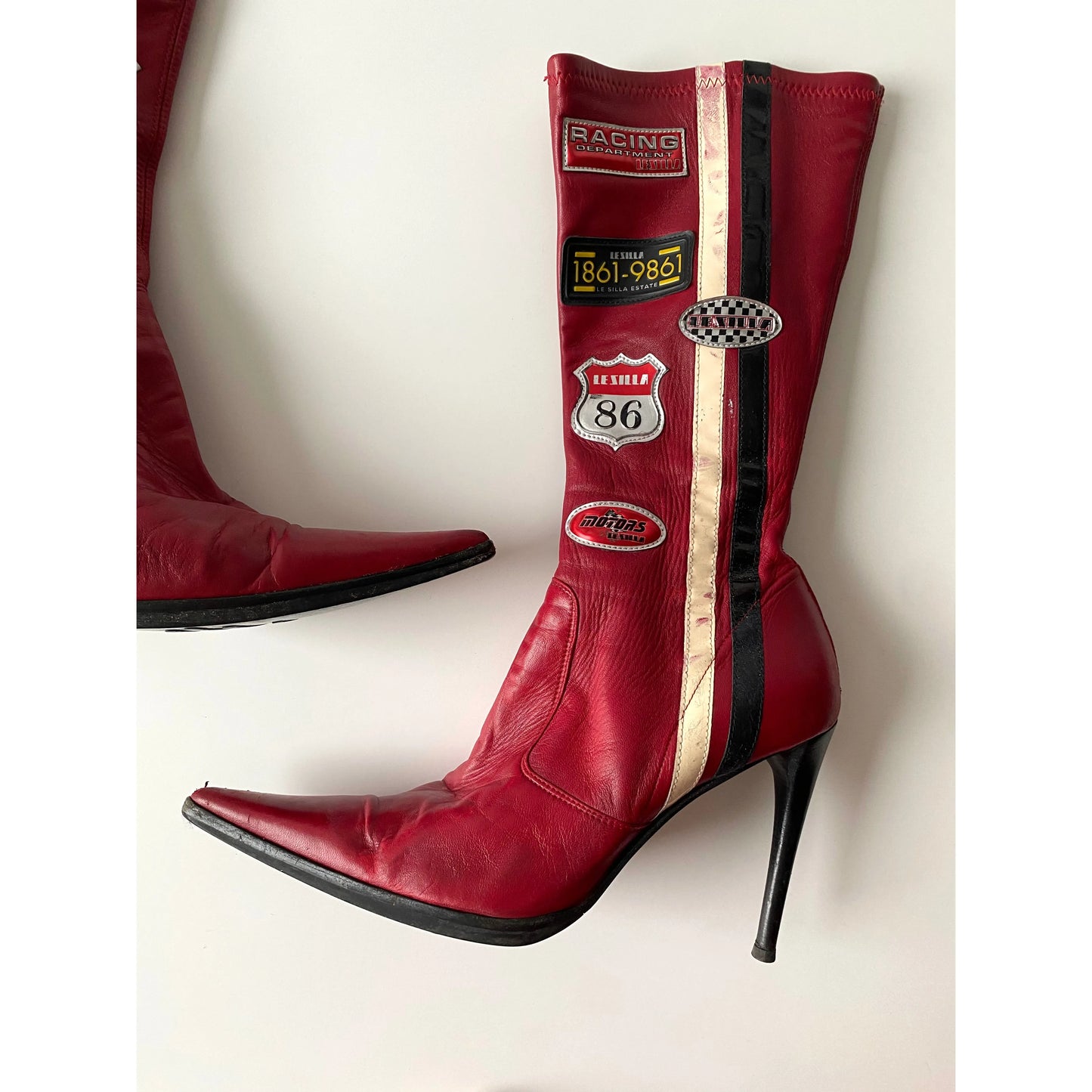 Le Silla Vintage Moto-Boots in Red (EU 39 / US 8)