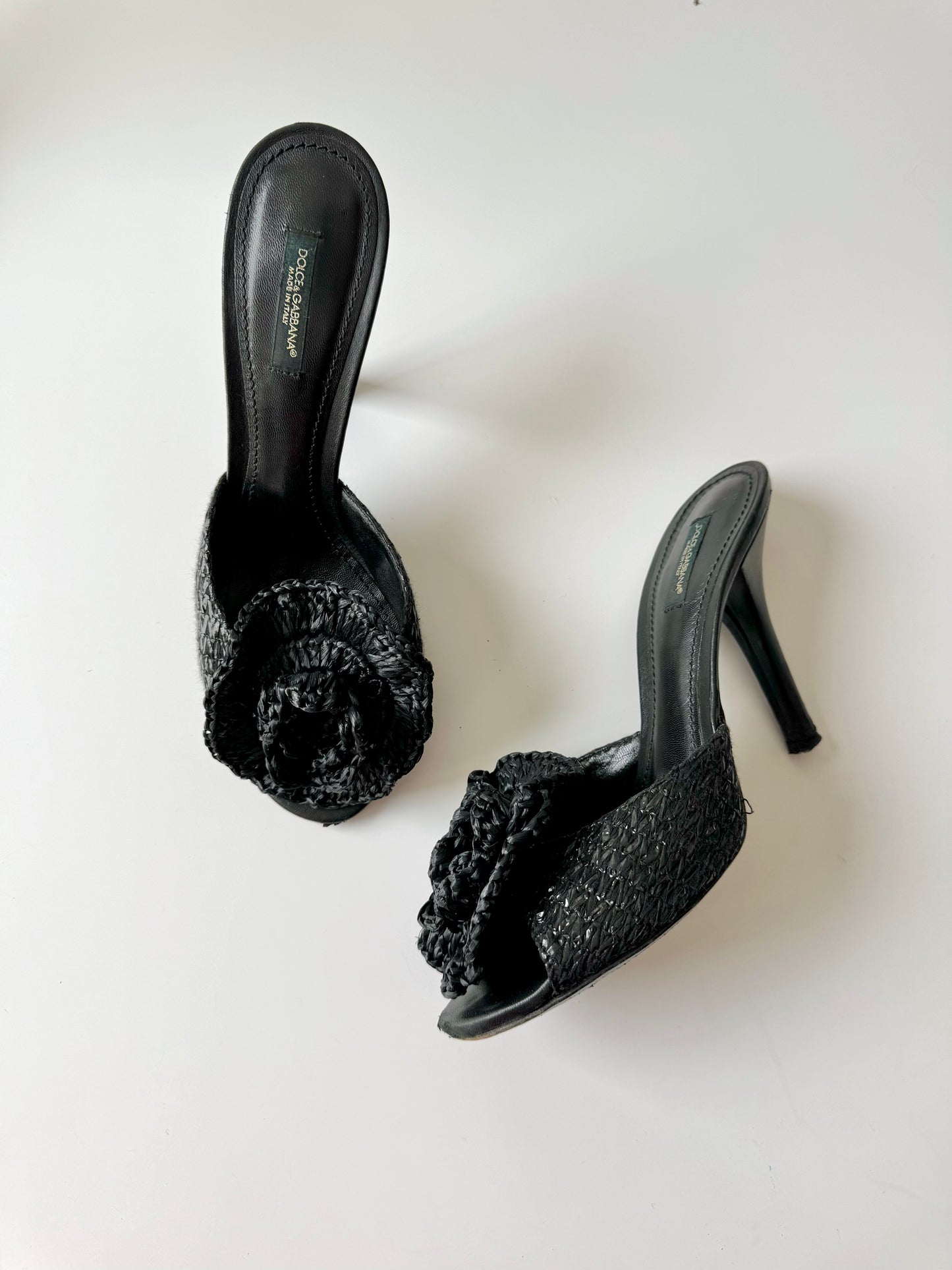 Dolce & Gabbana Black Rose Heels (EU 39 / IT 38)