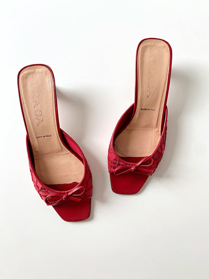 Vintage Prada Red Mules