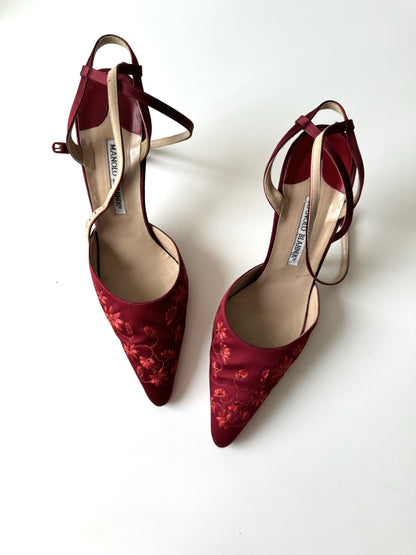 Manolo Blahnik Red Embroidered Heel (EU 40,5 / 41)
