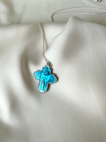 Vintage Blue Cross Necklace