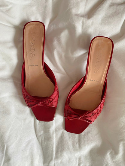 Vintage Prada Red Mules Ciao Kasia