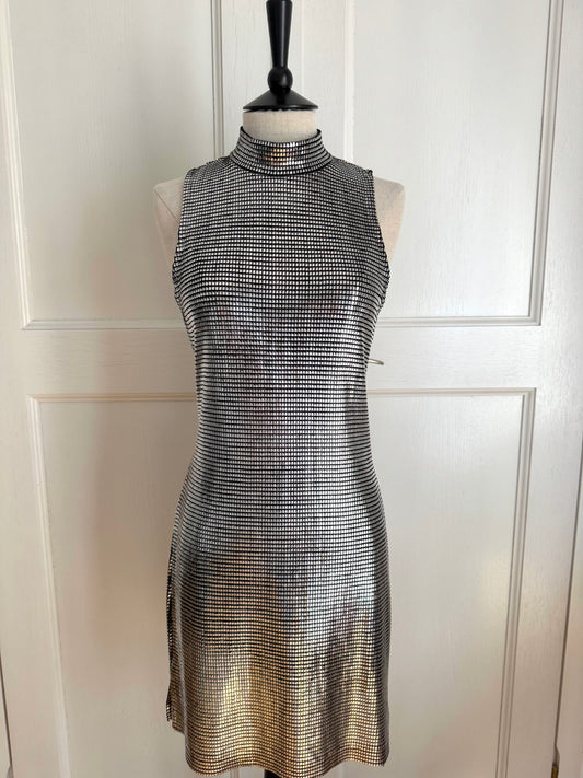 Paco Rabanne Vintage Silver 90s Mini Dress (S)