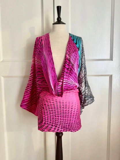 Roberto Cavalli S/S 2001 Multicolor Silk Dress (S)