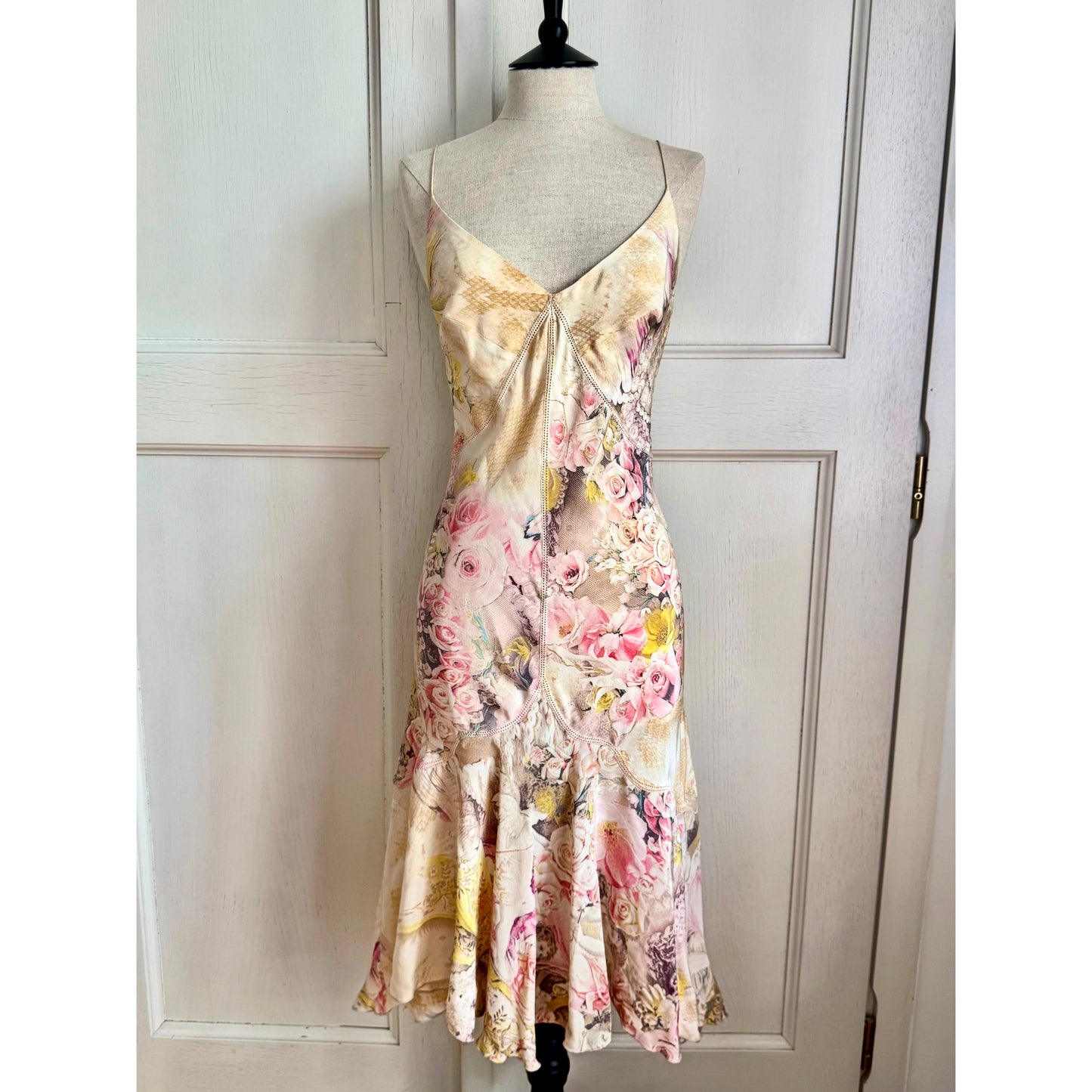 RUNWAY Roberto Cavalli S/S 2003 Angels & Roses Silk Dress (M)