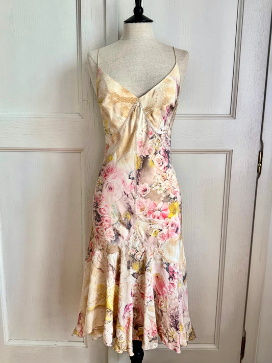 RUNWAY Roberto Cavalli S/S 2003 Angels & Roses Silk Dress (M)