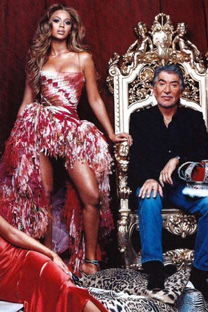 Roberto Cavalli S/S 2005 Silk Ruffled Red Coral Dress (S)