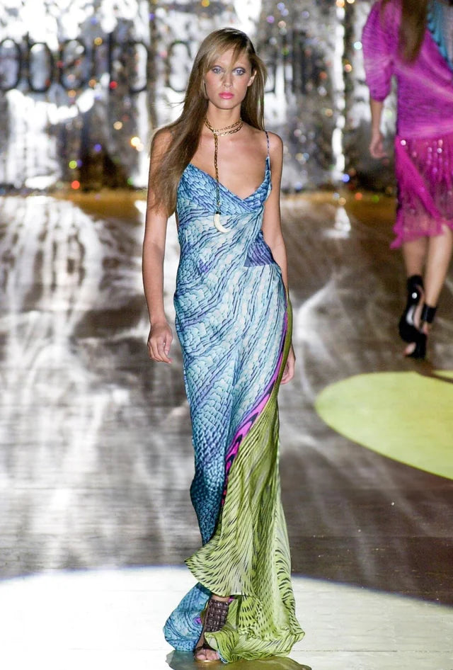 ☆ Roberto Cavalli S/S 2001 Illusion Maxi Dress Gown (M)