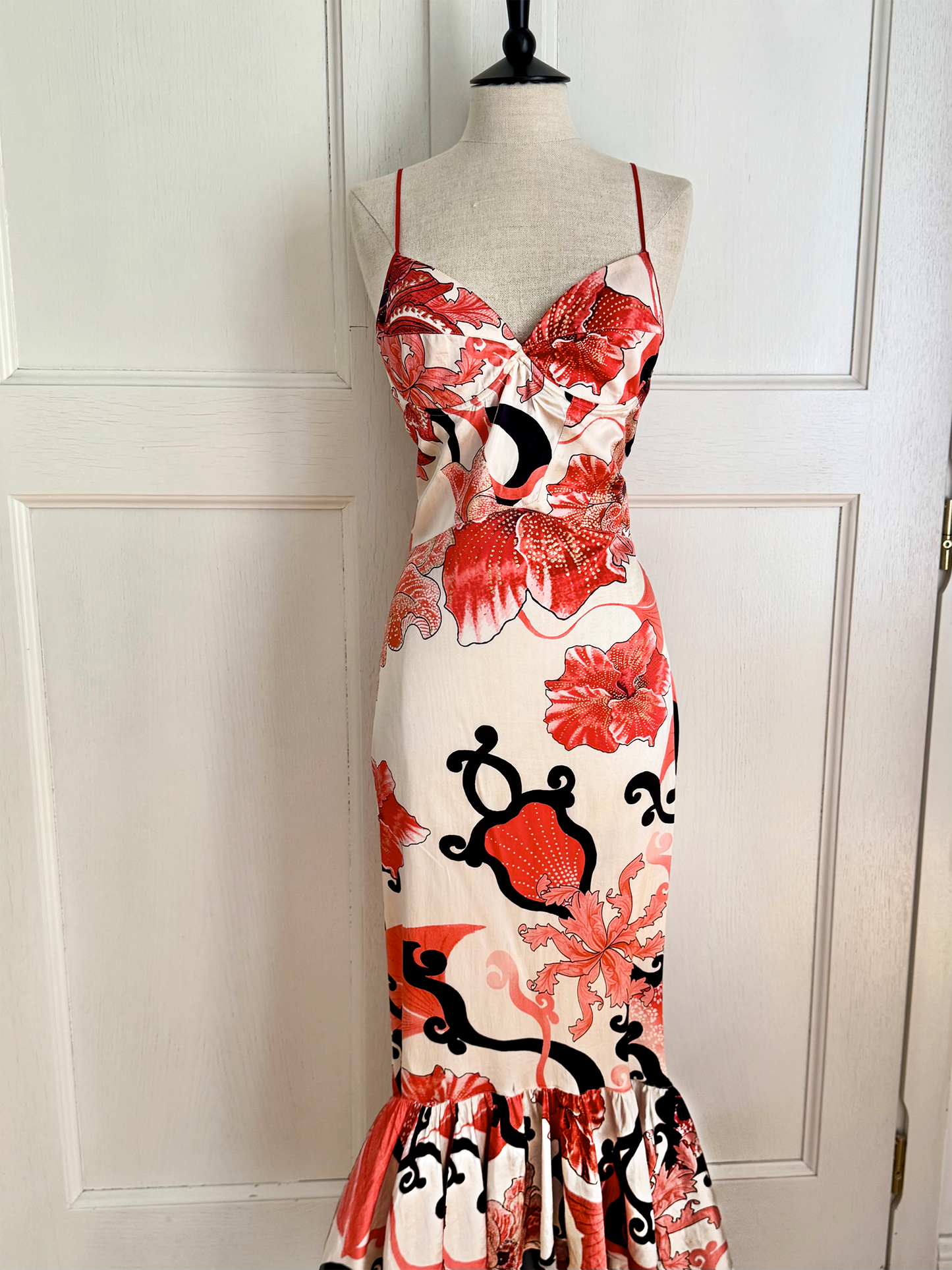 Just Cavalli Coral and Red S/S 2004 Mermaid Dress (L / IT 44)