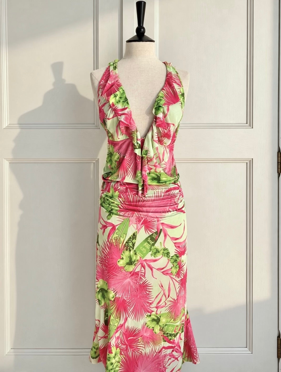Versace S/S 2004 Ruffled Tropical Dress (L-XL)