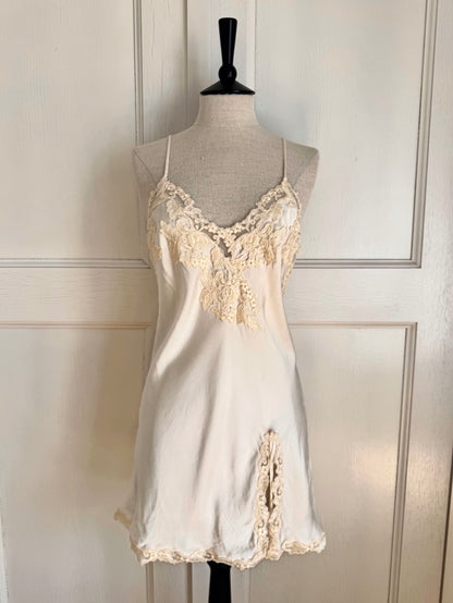 ICONIC La Perla 1990s Vintage Slip Dress White & Écru (M)