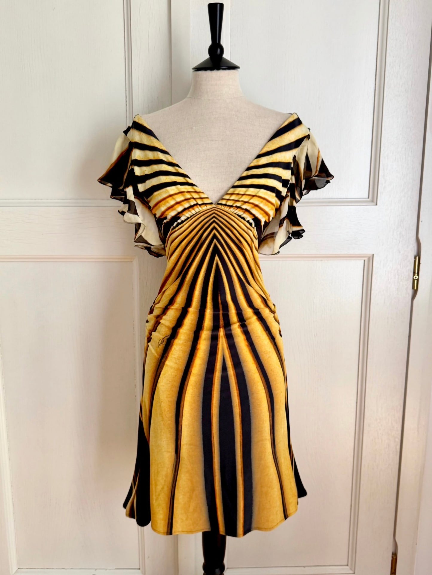 ICONIC Runway Roberto Cavalli S/S 2007 Ray Of Sun Mini Butterfly Dress (S and M)