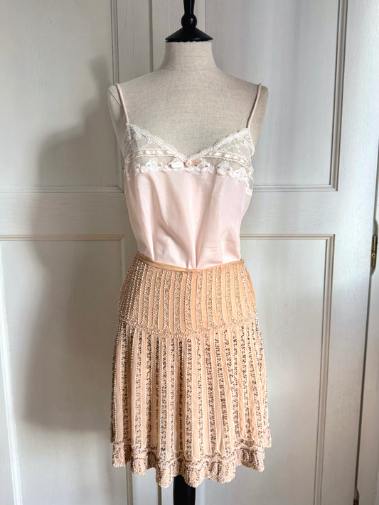 Vintage Christian Dior Pink Top & Blumarine Beaded Sequin Skirt Set (M)